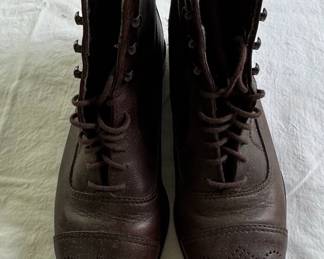 Womens Brown Leather Brogue Laceup Boots