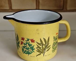 Yellow Enamel Herb Pitcher