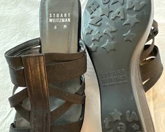 Black Elastic Strap Wedge Sandals second image