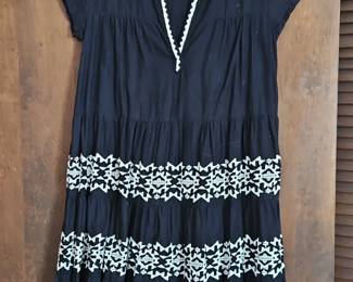Roller Rabbit Black Embroidered Tiered Dress