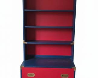 Campaign Style Bookcase with Drawers