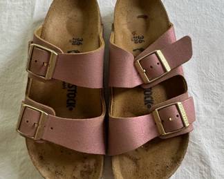 Metallic Pink Birkenstock Arizona Sandals