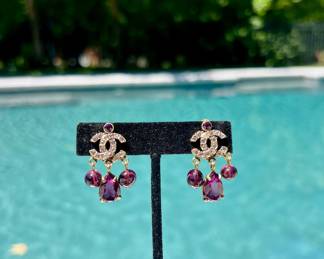 Chanel Gripoix Dangle Clip Earrings 