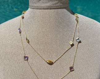 18Kt Yellow Gemstone Station Necklace~ $1295