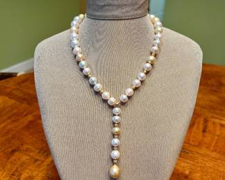 18kt Multicolored South Sea Pearl Lariat Necklace~$1495