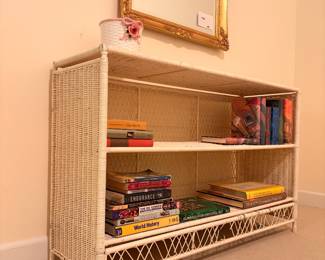 Wicker white bookshelf $150