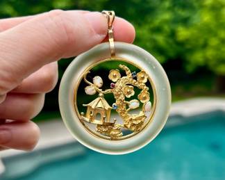 18kt Yellow Gold Jade Pendant~$695