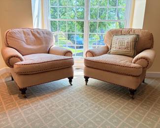 Sherrill custom upholstered lounge chairs $295 each tan/neutral color
