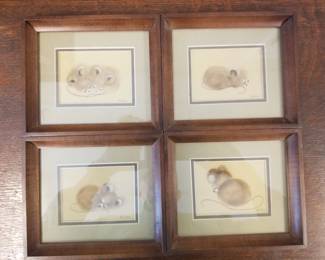 Set of small painted field mice