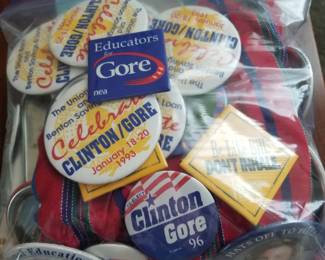 Political buttons and paraphernalia