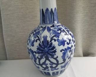 Blue and white ceramic vase