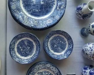 Staffordshire "Liberty Blue" ironstone tableware set
