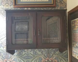Antique English bathroom wall cabinet