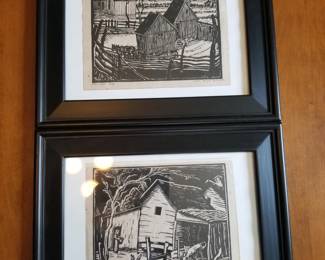 Signed linocut prints by Mae Allyn Christie