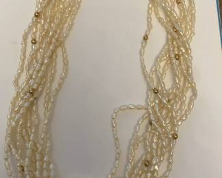 Multi-Strand Freshwater Rice Pearl Necklace