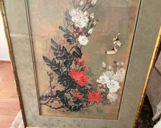 Vintage Oriental Floral Branch Painting