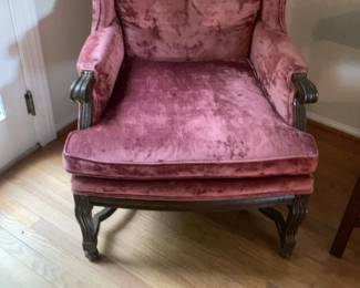 Vintage Tufted Mauve Velvet Wingback Chair