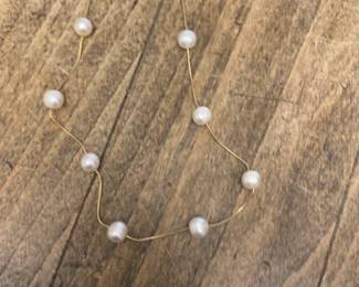 Vintage  Pearl Station Necklace 