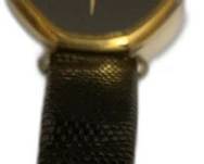 Seiko Women's Octagonal Gold Tone Watch with Black Leather Band