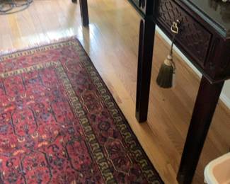Traditional Dark Wood Console Table with Lattice Detail