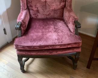 Vintage Tufted Mauve Velvet Wingback Chair