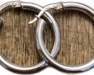 White 14k Gold Pierced Earrings Hoops