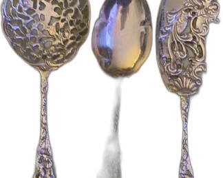 Vintage Ornate Silver Plated Serving Utensil Set