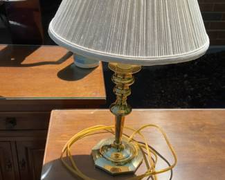 Classic Brass Table Lamp with Pleated Cream Shade