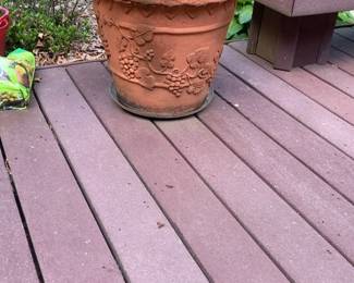 Large Terracotta Planter with Embossed Grapevine Design