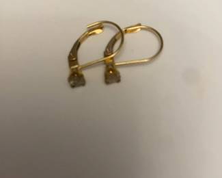 14k Gold And Diamond Hook Earrings
