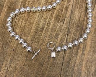 Ralph Lauren Silver-Tone Beaded Toggle Necklace