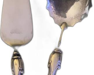 Vtg W A Italy Pastry Server 9.5” Silverplate Blade with Sterling Silver Handle Cake and Pie Server Set