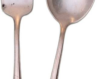 Chippendale Sterling Silver Baby Fork and Spoon  Set