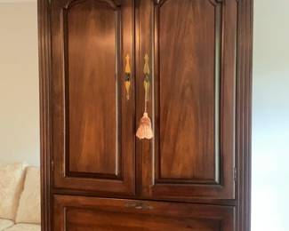 Classic Cherry Wood Secretary Hutch with Broken Pediment Top