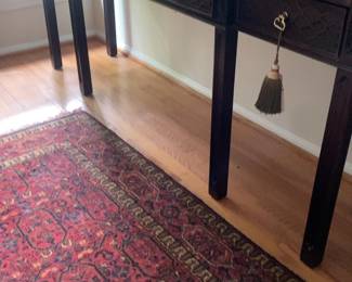 Traditional Dark Wood Console Table with Lattice Detail