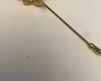 Karbra Vintage Gold Tone Floral Stick Pin with  Pearl Accent