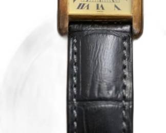 Vintage Must de Cartier Tank Watch with Leather Strap