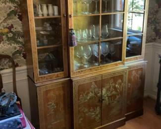 Chinoiserie Drexel Heritage Lighted Display Cabinet with Glass Shelves