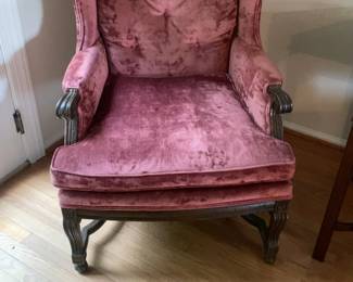 Vintage Tufted Mauve Velvet Wingback Chair