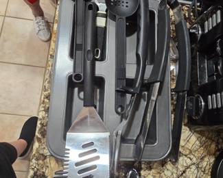 Loaf pan & BBQ utensils 