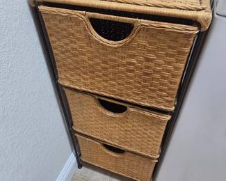 Wicker stacked baskets with container 