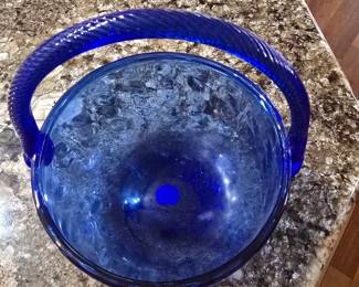 Blue cap cod handled basket
