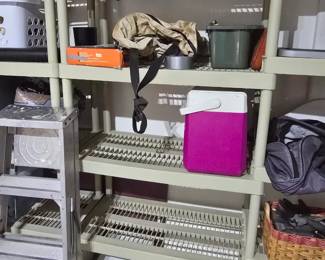 Shelving  & 2 coolers