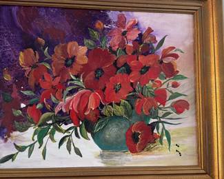 Original oil painting poppies