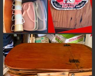 Vintage Red Man Woven Picnic basket