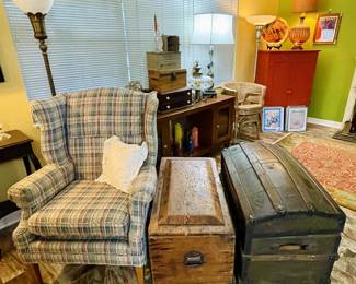 Antique Rounded Chest and Antique Oak Hope Chest