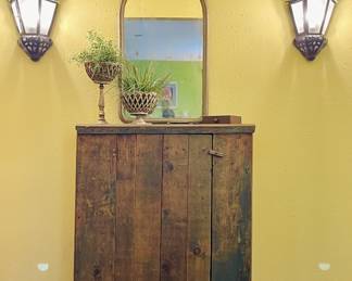 (SOLD) Cabinet Antique Mercury glass Arched mirror