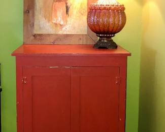 Vintage Painted Red Cabinet