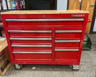 Husky 42 in. W x 18.1 in. D 8-Drawer Red Mobile Workbench Cabinet