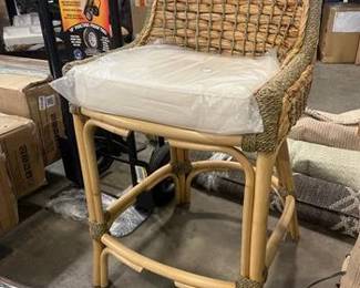Kyle Woven Rattan Counter Height Barstool with Cushion
